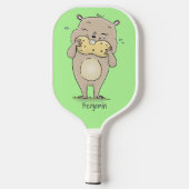 Cute happy smiling hamster with peanut cartoon pickleball schläger (Rückseite)