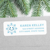 Cute happy snowflake blue white return address