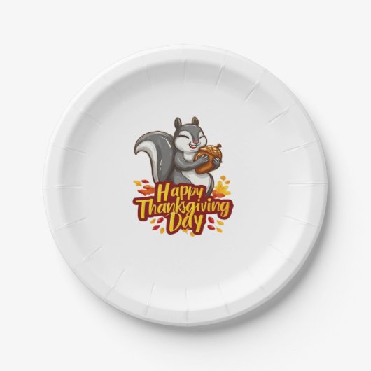 Cute Happy Thanksgiving Squirrel Classic T-Shirt Pappteller (Vorderseite)