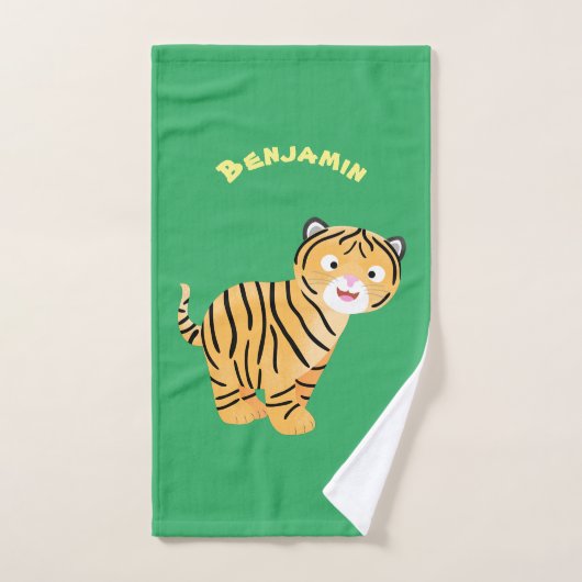 Cute happy tiger cub cartoon badhandtuch set (Handtuch)