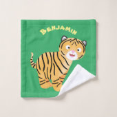 Cute happy tiger cub cartoon badhandtuch set (Waschlappen)