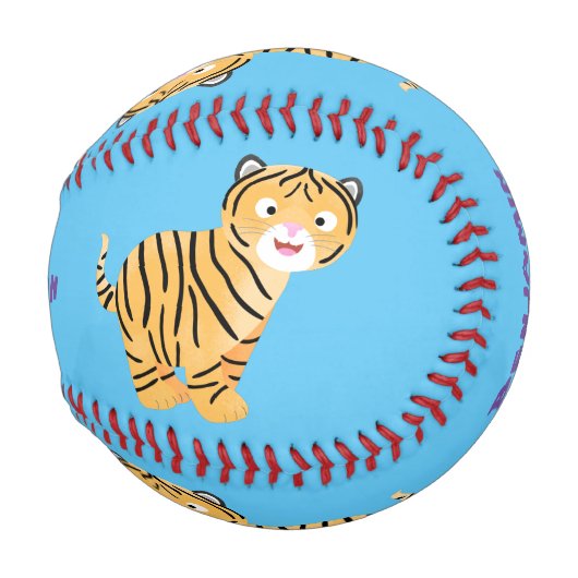Cute happy tiger cub cartoon baseball (Vorne Rechts)