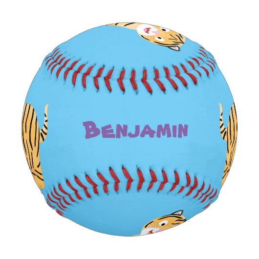 Cute happy tiger cub cartoon baseball (Rückseite)