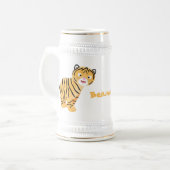 Cute happy tiger cub cartoon bierglas (Vorderseite Links)