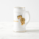 Cute happy tiger cub cartoon bierglas (VorderseiteRechts)