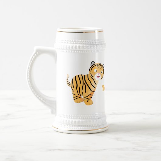 Cute happy tiger cub cartoon bierglas (Links)