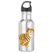 Cute happy tiger cub cartoon edelstahlflasche (Vorderseite)