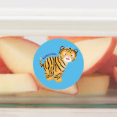 Cute happy tiger cub cartoon etiketten (Befestigt)