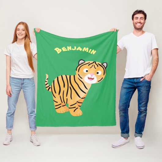 Cute happy tiger cub cartoon fleecedecke (Beispiel)