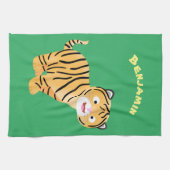 Cute happy tiger cub cartoon geschirrtuch (Horizontal)
