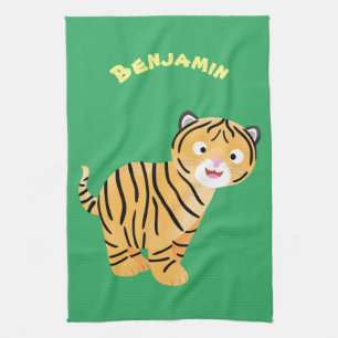 Cute happy tiger cub cartoon geschirrtuch