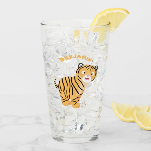 Cute happy tiger cub cartoon glas (Rückseite Ice)