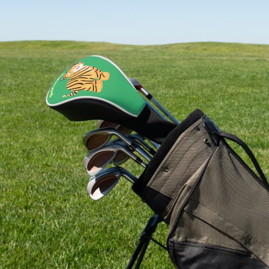 Cute happy tiger cub cartoon golf headcover (In SItu)