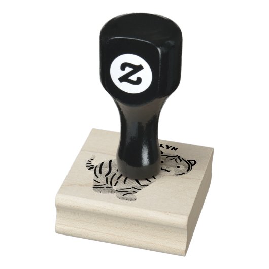 Cute happy tiger cub cartoon gummistempel (Stempel)