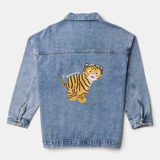 Cute happy tiger cub cartoon jeansjacke (Rückseite)