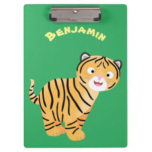 Cute happy tiger cub cartoon klemmbrett