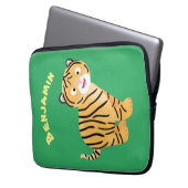 Cute happy tiger cub cartoon laptopschutzhülle (Vorderseite Links)