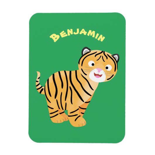 Cute happy tiger cub cartoon magnet (Vertikal)