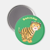 Cute happy tiger cub cartoon magnet (Vorderseite/Rückseite)