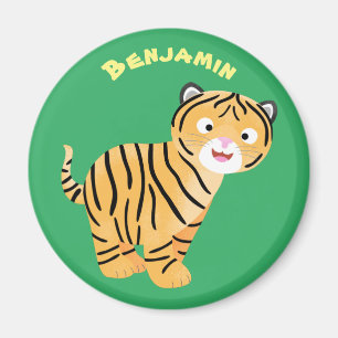 Cute happy tiger cub cartoon magnet