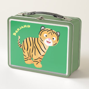 Cute happy tiger cub cartoon metall brotdose