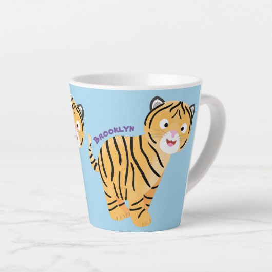 Cute happy tiger cub cartoon milchtasse (Rechte Ecke)