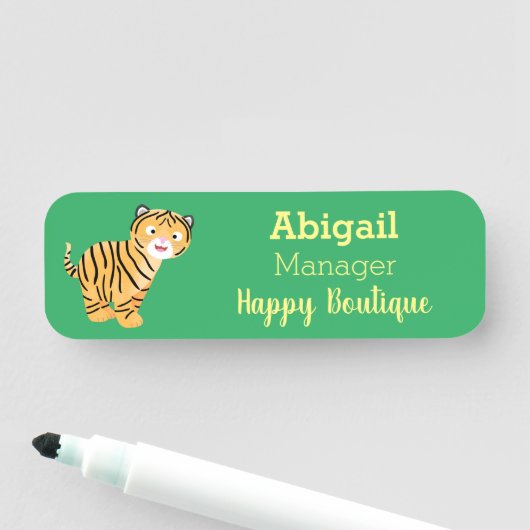 Cute happy tiger cub cartoon namensschild (Beispiel)