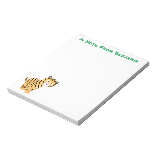 Cute happy tiger cub cartoon notizblock (Rotiert)