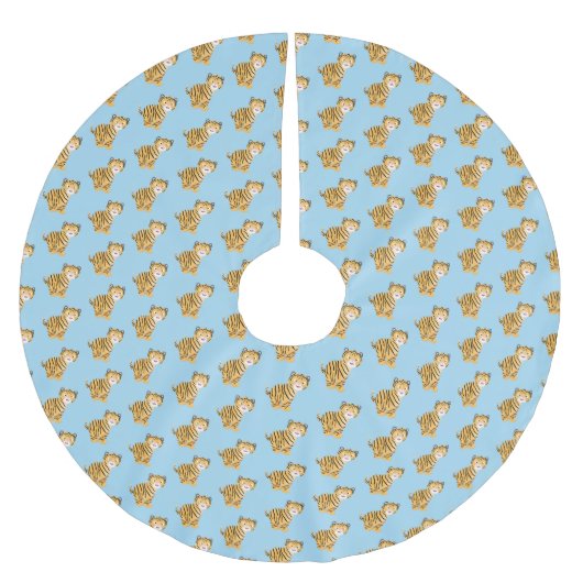 Cute happy tiger cub cartoon polyester weihnachtsbaumdecke (Vorderseite)