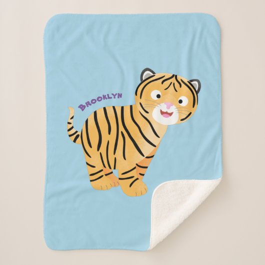 Cute happy tiger cub cartoon sherpadecke (Vorderseite)