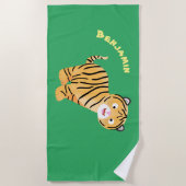 Cute happy tiger cub cartoon strandtuch (Vorderseite)
