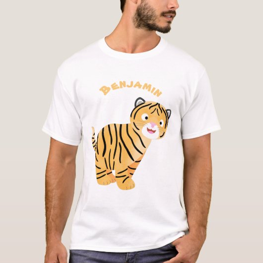 Cute happy tiger cub cartoon T-Shirt (Vorderseite)