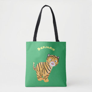Cute happy tiger cub cartoon tasche
