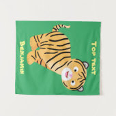 Cute happy tiger cub cartoon wandteppich (Vorderseite (Horizontal))