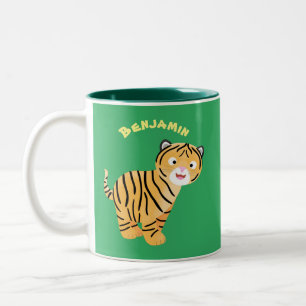 Cute happy tiger cub cartoon zweifarbige tasse