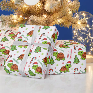 Cute Happy Turtles Christmas Tree Holidays Geschenkpapier