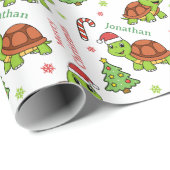 Cute Happy Turtles Christmas Tree Holidays Geschenkpapier (Rolleneckpunkt)