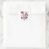 Cute Happy Valentine's day rabbit Runder Aufkleber (Tasche)