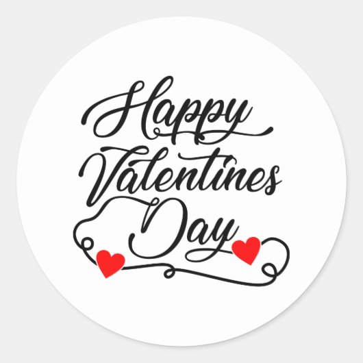 Cute Happy Valentine's Day word art Runder Aufkleber (Vorderseite)