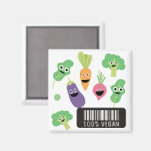 Cute Happy Vegetables 100% Vegan Magnet (Vorderseite/Rückseite)