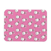 Cute Happy White Easter Bunny on Pink Magnet (Horizontal)