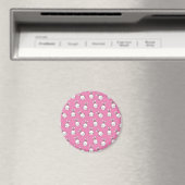 Cute Happy White Easter Bunny on Pink Magnet (In Situ (Geschirrspüler))