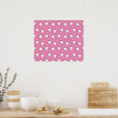 Cute Happy White Easter Bunny on Pink Poster (Küche)