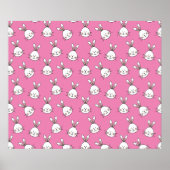 Cute Happy White Easter Bunny on Pink Poster (Vorne)