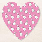 Cute Happy White Easter Bunny on Pink Untersetzer (Vorderseite)