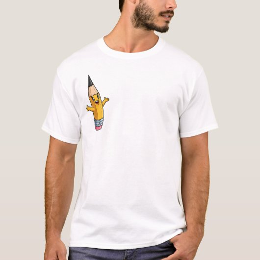Cute Happy Yellow Pencil Character with Open Arms T-Shirt (Vorderseite)
