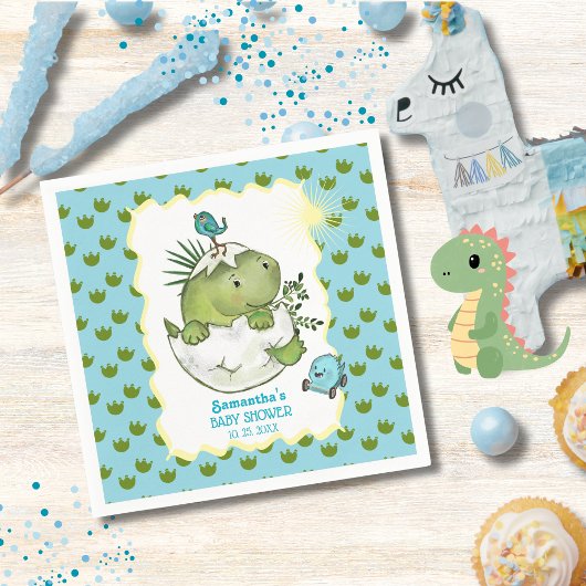 Cute Hatching Dino Baby Shower  Serviette