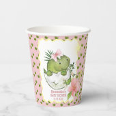 Cute Hatching Dino Girl Baby Shower Paper Cups Pappbecher (Rückseite)