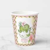 Cute Hatching Dino Girl Baby Shower Paper Cups Pappbecher (Vorderseite)