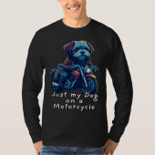 Cute Havanese riding on a motorcycle  Christmas  2 T-Shirt (Vorderseite)